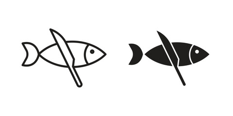 Fish and a knife icon for web design, mobile apps