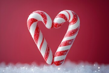 Red and White Candy Cane Heart Shape Christmas Concept. 