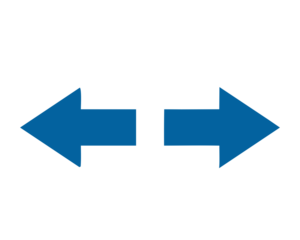 Blue opposite direction arrows icon symbol showing left and right movement concept, navigation interface sign, vector illustration isolated on white background for web and design use.