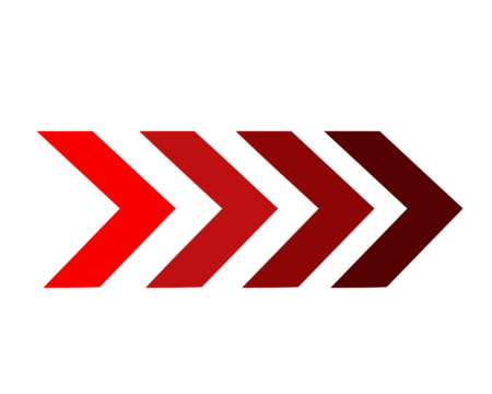 Red gradient arrow design pointing right, modern direction symbol representing speed, progress, and forward movement, minimal geometric vector illustration for business or technology concept. - Powered by Adobe