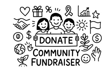 Community Fundraiser Doodle. Community Fundraiser. Hand-drawn doodle illustration of Community Fundraiser. In