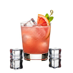 Refreshing Grapefruit Cocktail with Ice and Citrus Garnish.