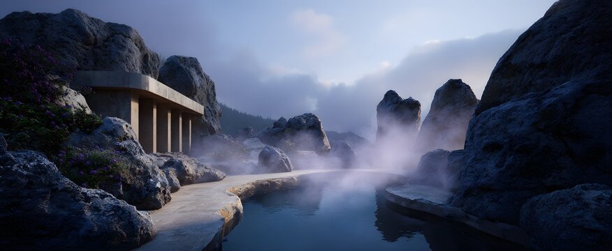 Volcanic hot spring retreat bubbles like nature’s own steamy secret garden of rocks.