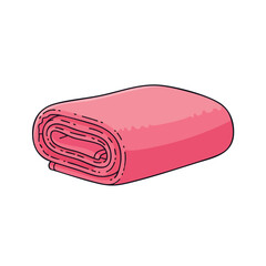A 2D detailed illustration of a folded or rolled towel, soft fabric texture visible