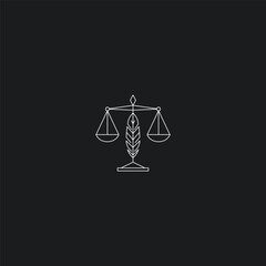 Scale and Feather line art logo showing truth, balance, and fairness.