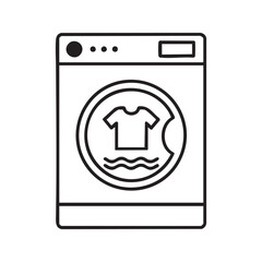 Washing machine line icon, laundry service symbol, household appliance vector.