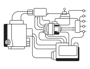 Vector electrical wiring diagram – abstract circuit system illustration