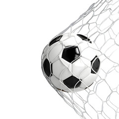 Fototapeta premium Dynamic soccer ball perfectly captured mid goal celebration, showcasing winning moment and ultimate sports achievement with thrilling victory.