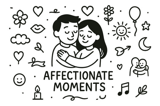Affectionate Doodle Moments. Affectionate Moments. Hand-drawn doodle illustration of Affectionate Moments. In