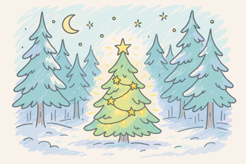 Obraz premium Moonlit Christmas Glow. 