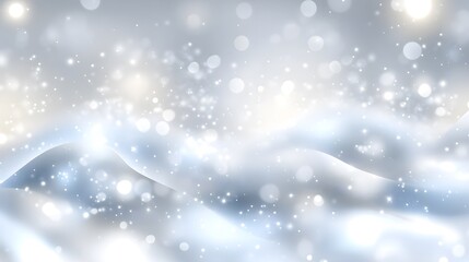 Fototapeta premium Snowy landscape covered in soft white snow with falling snowflakes creating a serene winter atmosphere