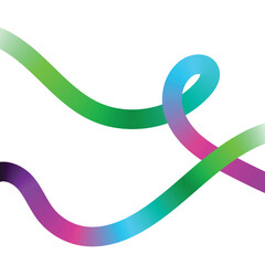 Abstract Cool Gradient Flowing Lines on White  Vibrant Green and Purple Ribbon Background