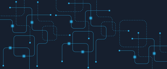 Abstract digital AI circuit board background with tech icons. Digital technology motherboard texture design. Engineering circuit board concept for poster, header, banner, website, presentation