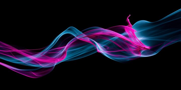 Abstract Flowing Ink in Water Vibrant Magenta and Cyan