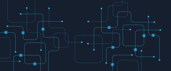 Abstract digital AI circuit board background with tech icons. Digital technology motherboard texture design. Engineering circuit board concept for poster, header, banner, website, presentation
