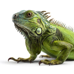 Obraz premium Lush Green Iguana: A striking close-up of a vibrant green iguana, its textured skin and captivating eye, embodying the exotic allure of the wild. 