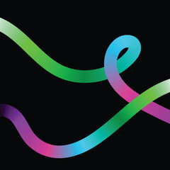 Dark Abstract Background with Glowing Cool Gradient Lines  High-Contrast Digital Flowing Wave Design