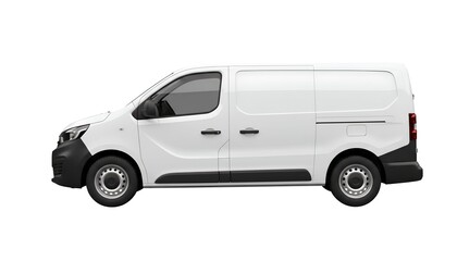 White Commercial Cargo Van Side View - Commercial Vehicle Mockup for Branding on White Background