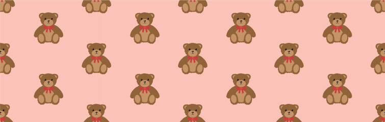 Vector illustration of a plush teddy bear with a bow around its neck.