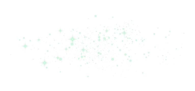 Sparkling green dust particles. Lens flare and star light effect PNG. - Powered by Adobe