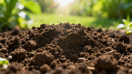 Close-up of rich, textured soil symbolizing growth and natural vitality in gardening.