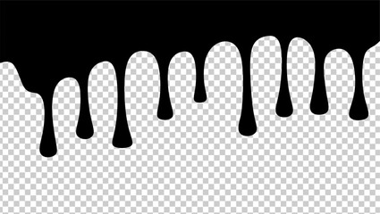 Wavy black ink illustration. Black ink drip illustration. Abstract black ink drip on transparent background. Black ink splash illustration. Stylish dripping ink effect illustration.
