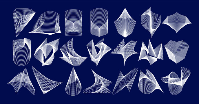 Digital motion line wireframe abstract logo set