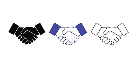 Handshake icon set: agreement, partnership, deal, collaboration symbol.