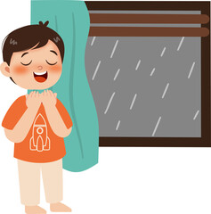Kid pray when rainy