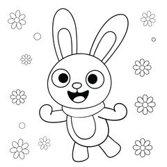 bunny dressed as superhero flying in sky coloring page