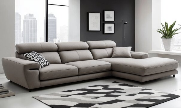 Living room sofa design featuring modern decor and furniture arrangement, representing contemporary interior design ideas. The image highlights comfort, style, and innovative space, Generative AI