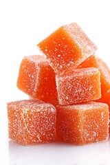 Delicious homemade orange marmalade candy fruit jelly covered in sugar food photography