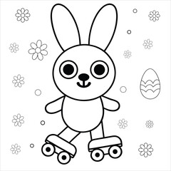 bunny roller skating on smooth path coloring page