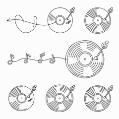  Vinyl Monoline Music Set &mdash; Matching Vector Assets