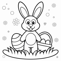 cartoon character holding basket full of painted eggs coloring page
