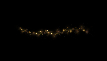 Vector background with glowing golden neon streaks and sparkling magic light motion.  © kulinskaia