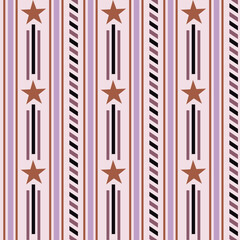 Retro stars and vertical stripes seamless vector pattern