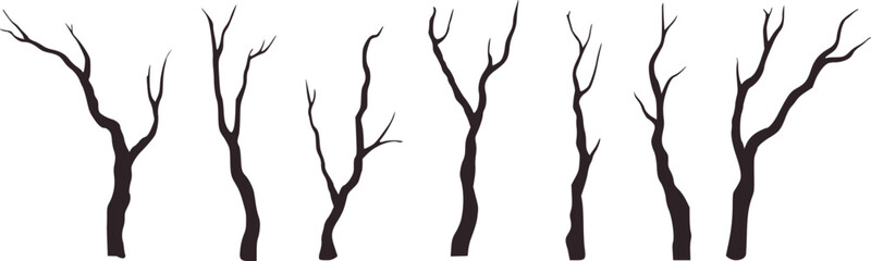 Stark bare branches dark illustration trees silhouette
