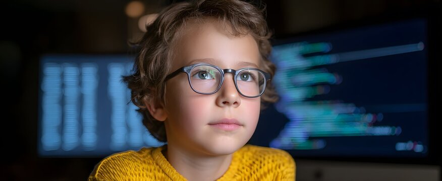 The young geek loves hacking and software coding fun with computers - Powered by Adobe