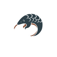 Modern Pangolin Logo Design – Minimalist Scaly Animal Symbol in Dark and Brown Colors
