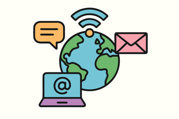 Global communication and internet concept vector