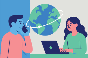 Global communication and internet concept vector