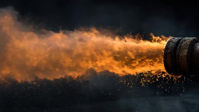 Fire and water collide in a stunning display of nature's forces during a firefighting demonstration