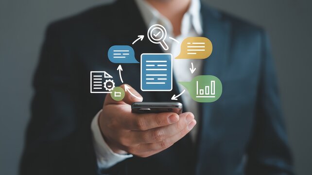 Professional Business Illustration Documents, Analysis, and Mobile Technology at Work in the Modern Era