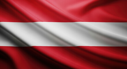 Waving Flag of Austria with Vibrant Red and White Stripes
