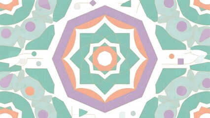 Soft pastel geometric abstract pattern with hexagons and lines on white background. Seamless, vector-style for branding and creative content.