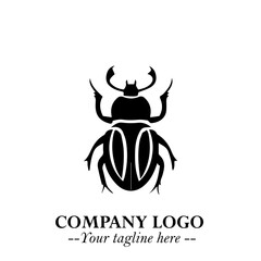 Beetle Logo Symbol in Black on the White Background with Simple Modern Insect Design