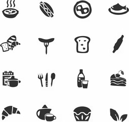 Food and kitchen icon set Vec...