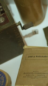 German WWII Field Rations and Equipment Display at Museum