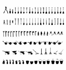 Garden Tool Silhouettes Vecto...